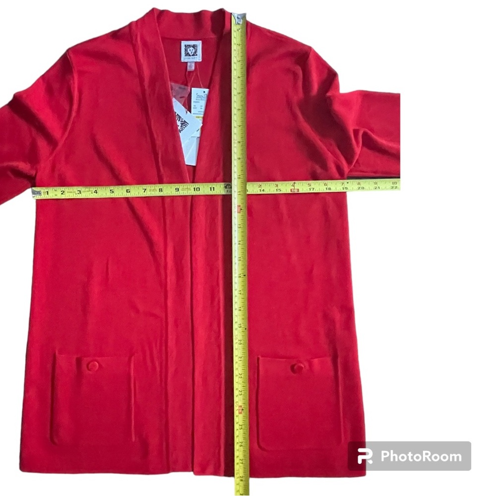 NWT Anne Klein Poppy Red Open Cardigan - Picture 5 of 9